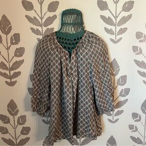 Patterned Peasant Blouse